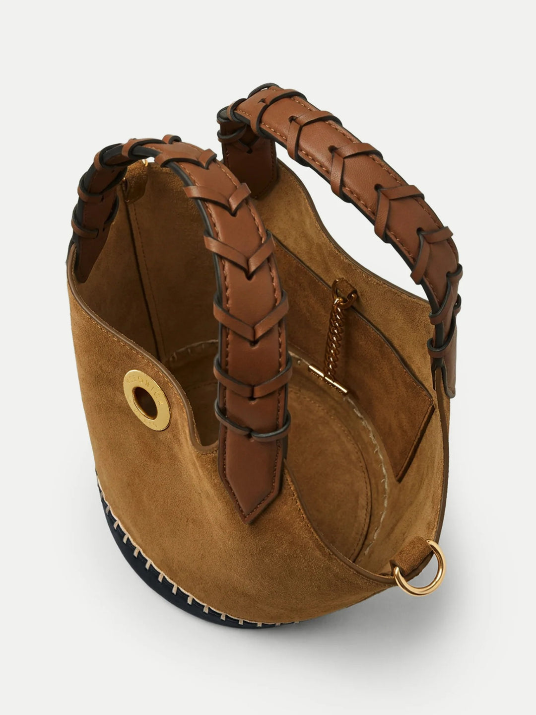 Tan Suede Anchor Bag w/ Whipstitch Top-Handle