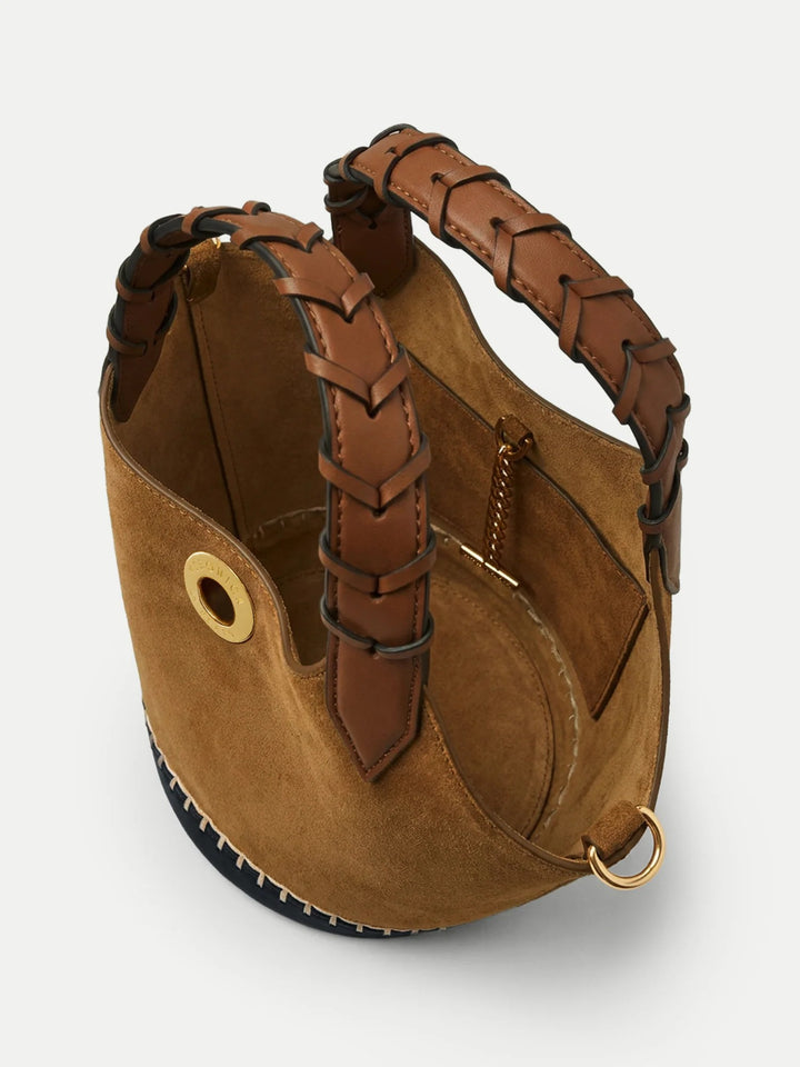 Tan Suede Anchor Bag w/ Whipstitch Top-Handle