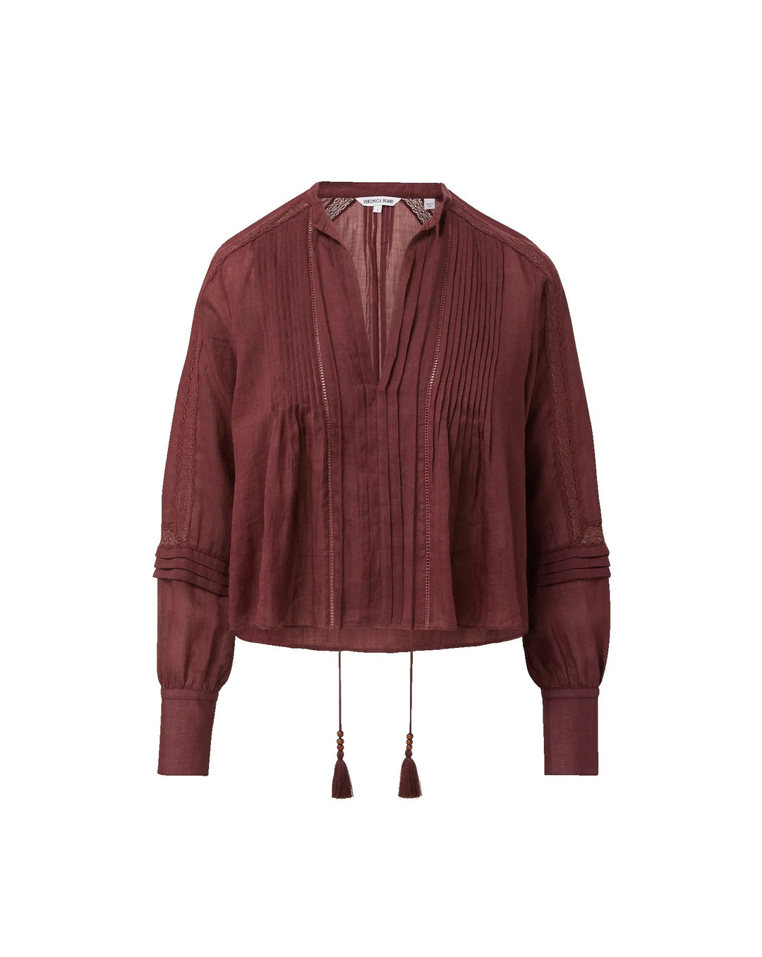 Sawyer Self-Tie Blouse I Burgandy