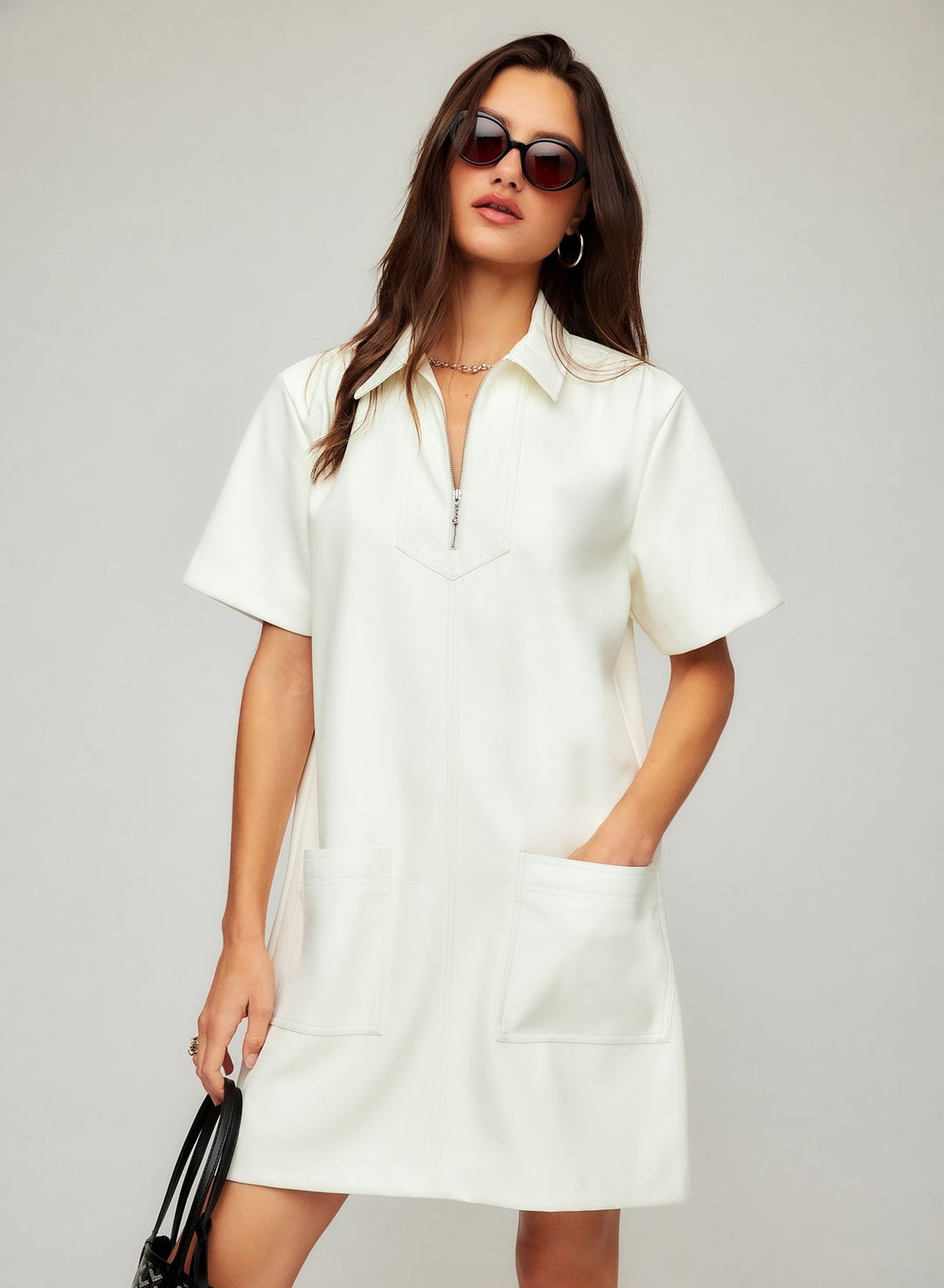white pleather dress Sarah Faux Leather Dress in White – NK Boutique Lafayette
