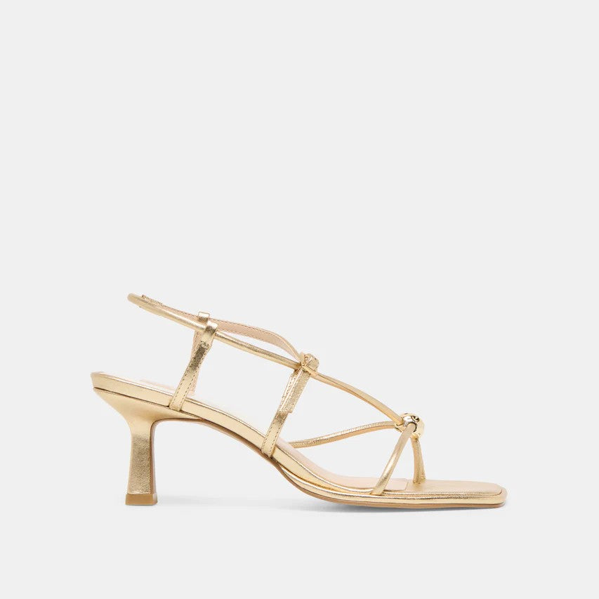 Mylee Heels- Gold Distressed Leather