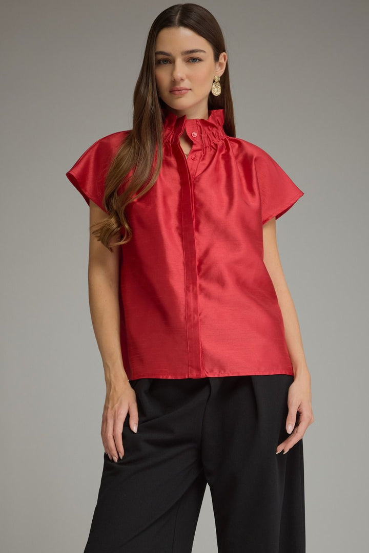 Solid Taffeta Cap Sleeve Top