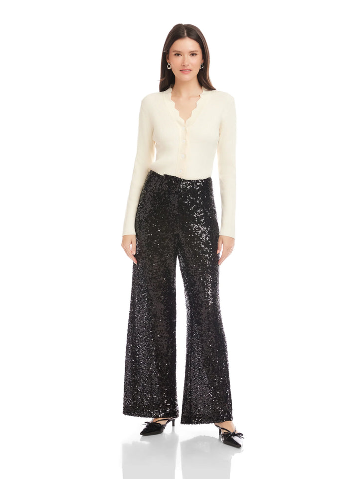 Lynette Sequin Pant in Black