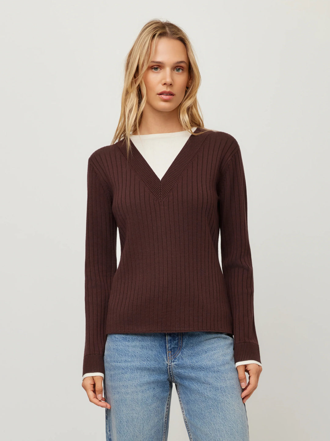 Cindy Layered Sweater in Brown