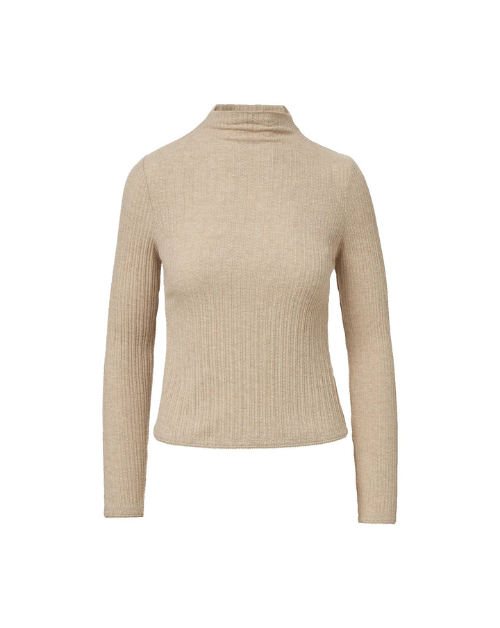 Nadja Mock-Neck Top in Oatmeal