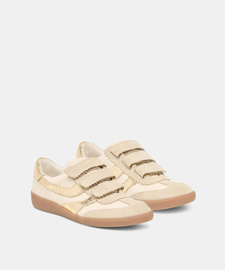 Merit Velcro Sneakers White Gold Leather