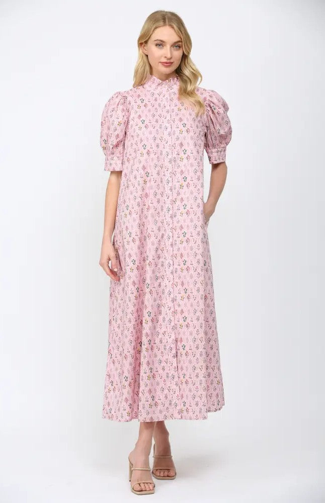 Little Miss Floral Mock Neck Maxi Dress