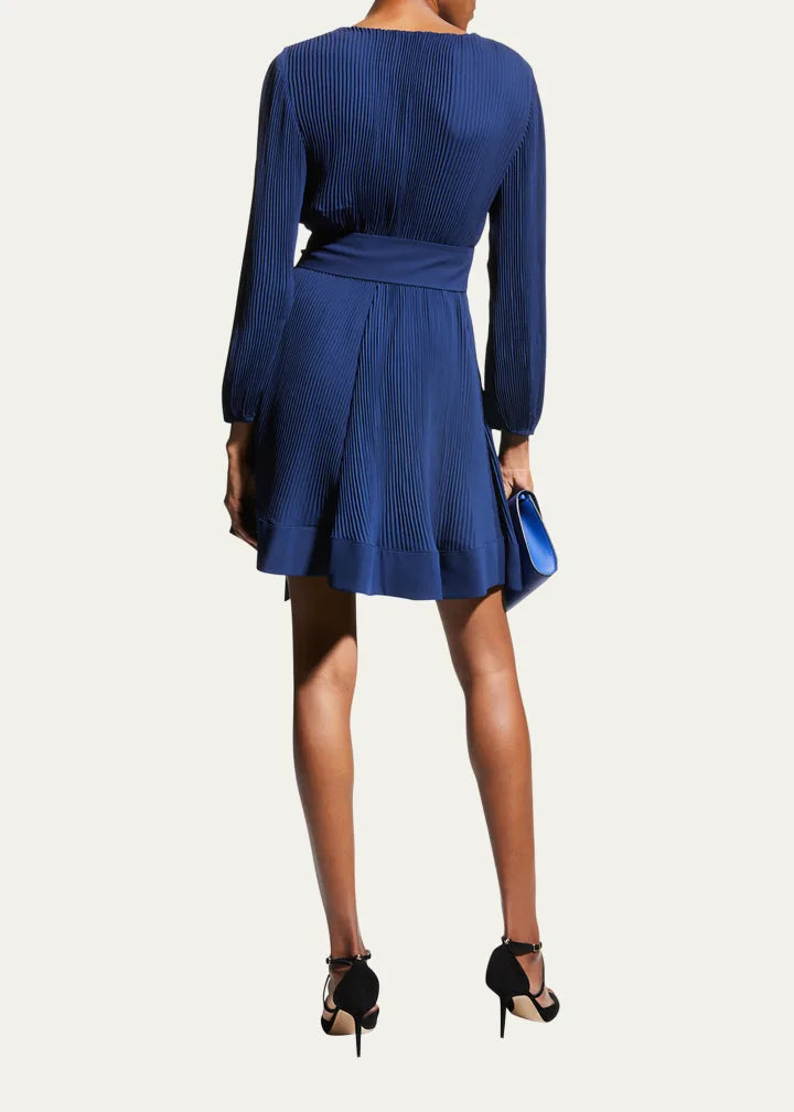 Liv Pleated Dress in Navy
