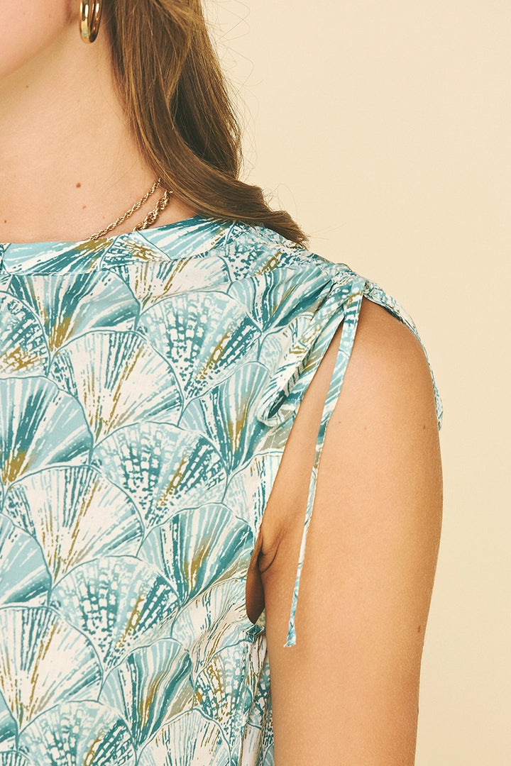 Seashell Print Tiered Mini Dress