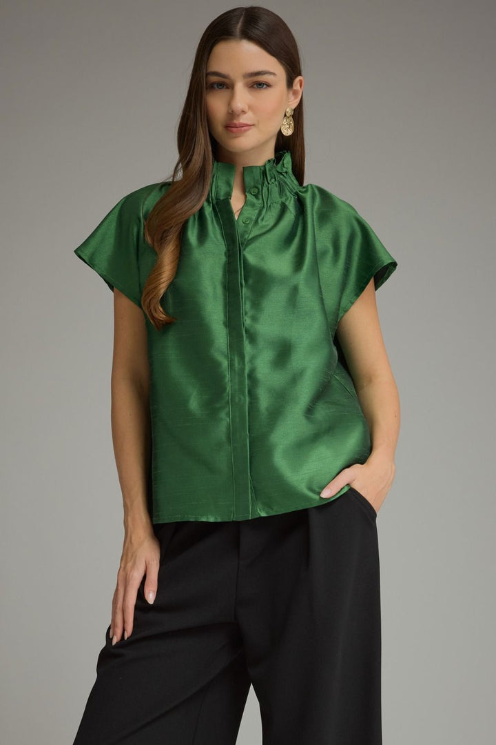 Solid Taffeta Cap Sleeve Top