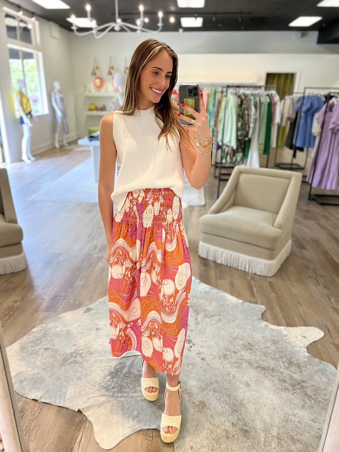 Lilou Skirt In Pink Deco Surf