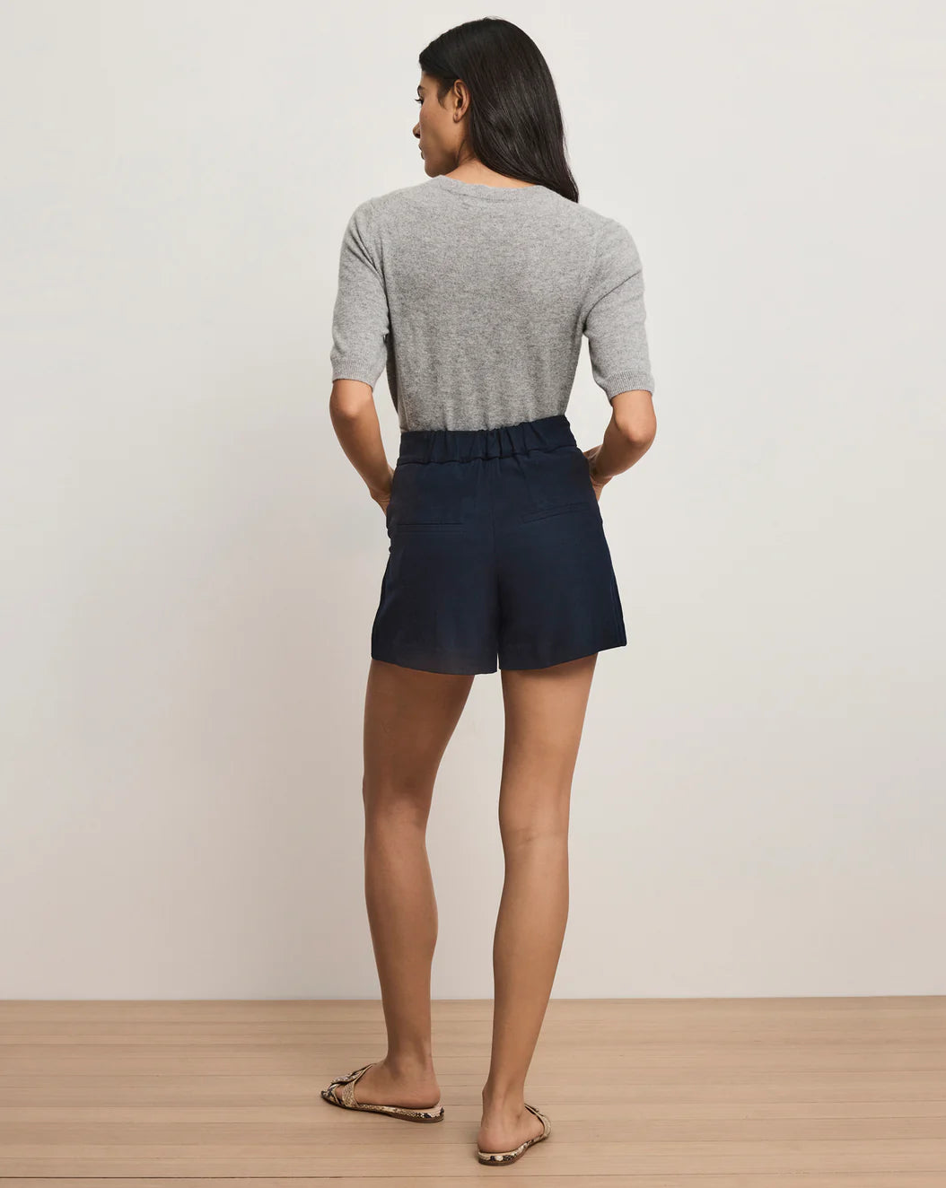 Marbeau Pleated Short in Navy