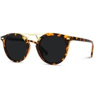Skyler Round Polarized Sunglasses in Tortoise Frame/Black Lens