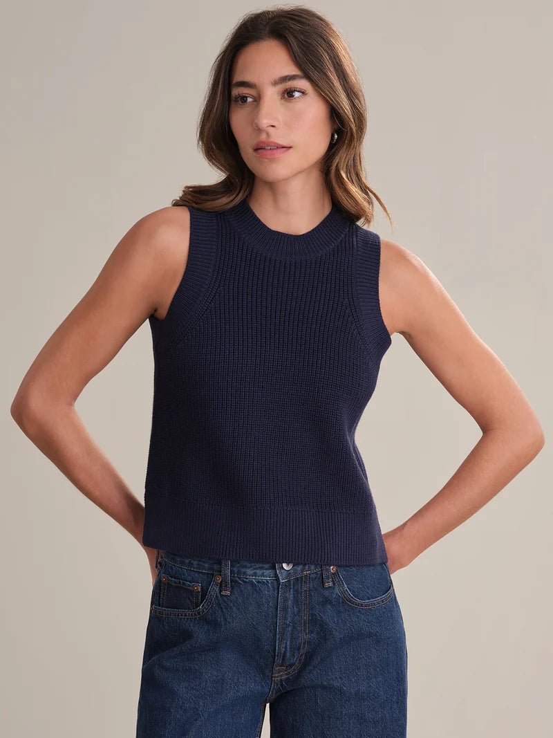 Demi High Crew Neck Tank in Dark Blue