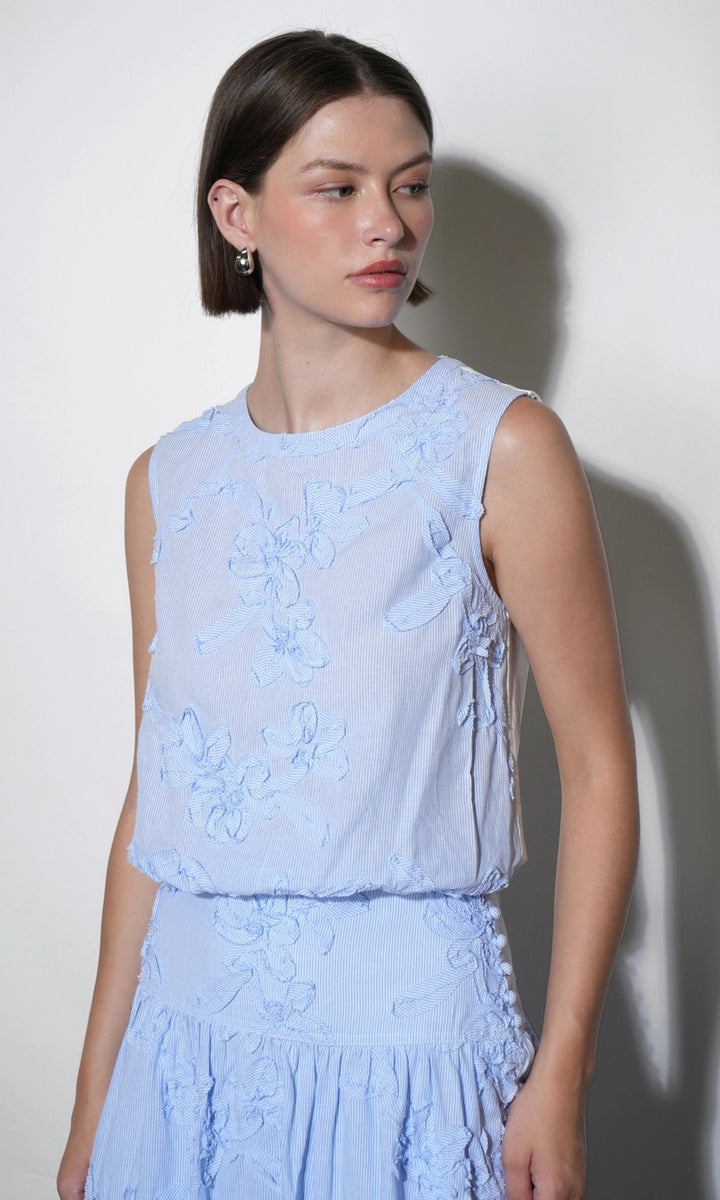 Lucy Mixed Media Bubble Embroidered Top