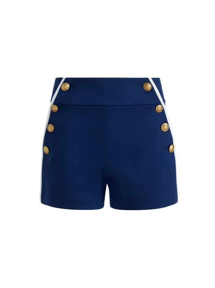 NARIN HIGH RISE BUTTON FRONT SHORT in NAVY
