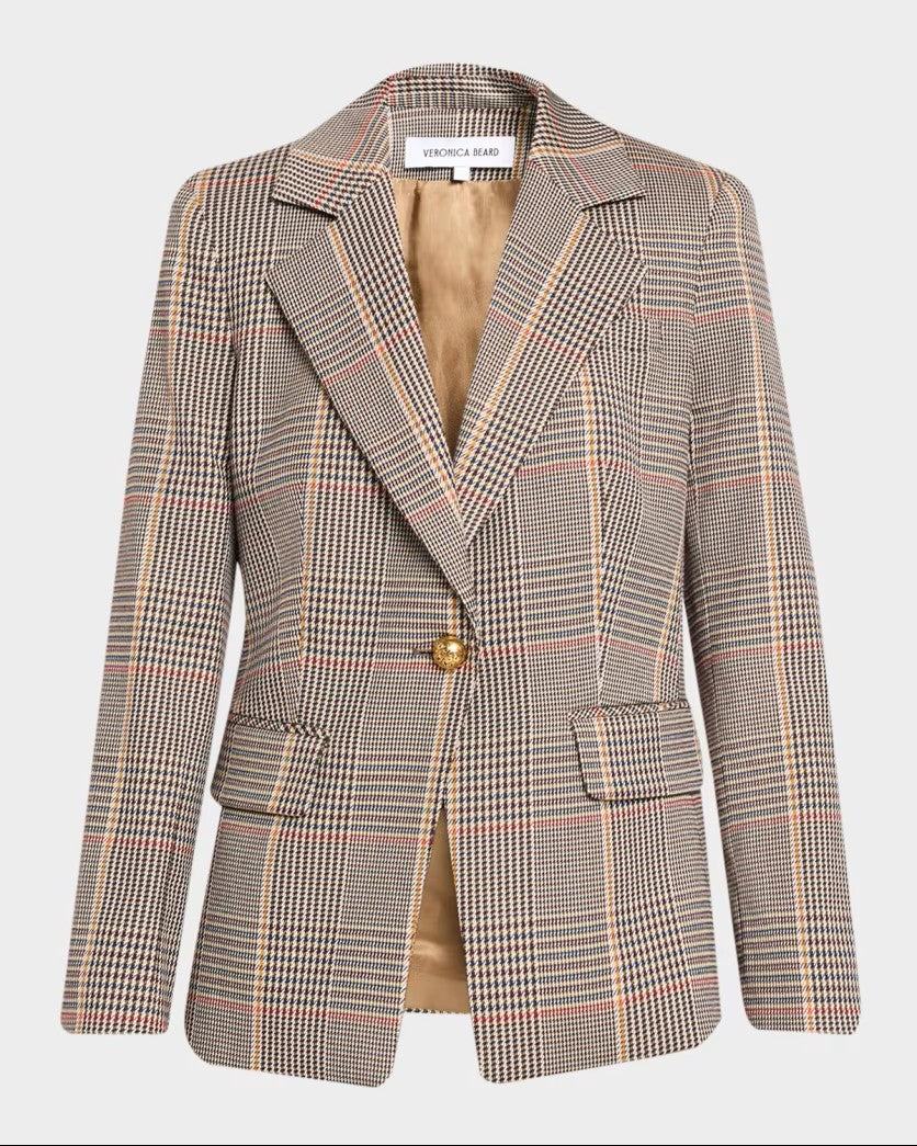 Healy Houndstooth Dickey Jacket in Burgandy Multi