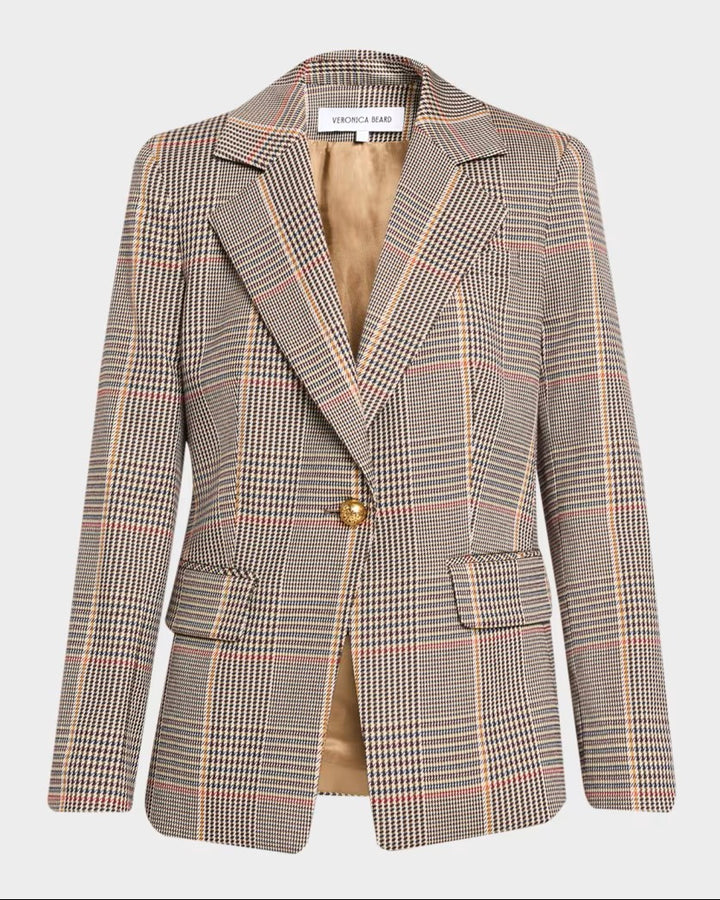 Healy Houndstooth Dickey Jacket in Burgandy Multi