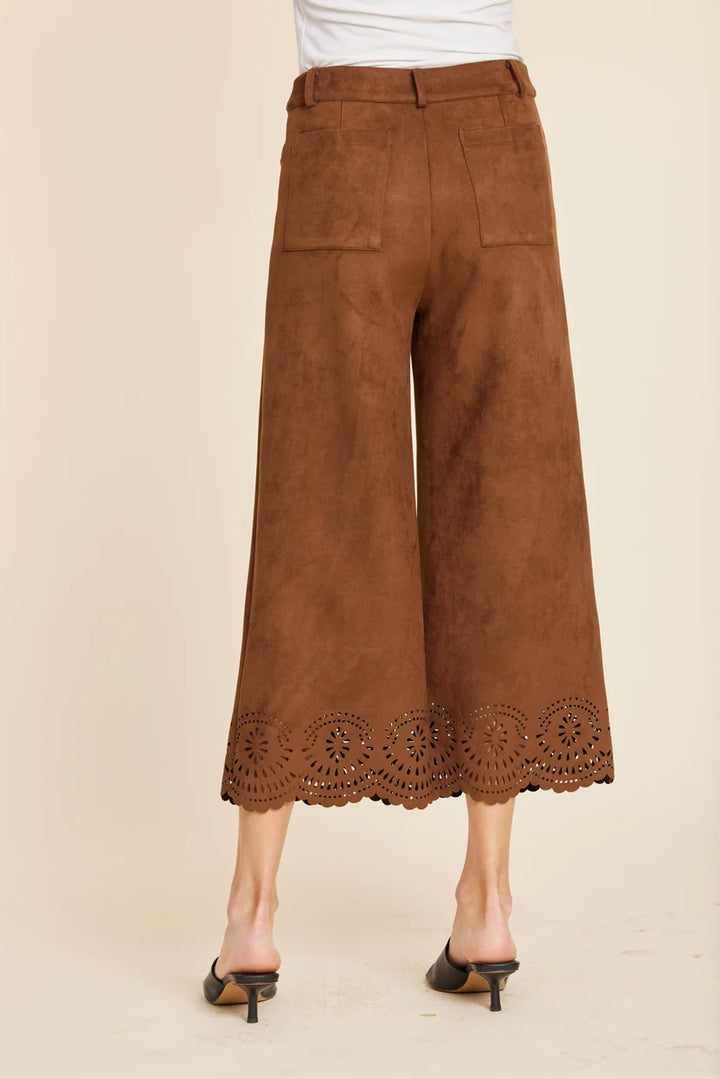 Faux Suede Pants in Brown