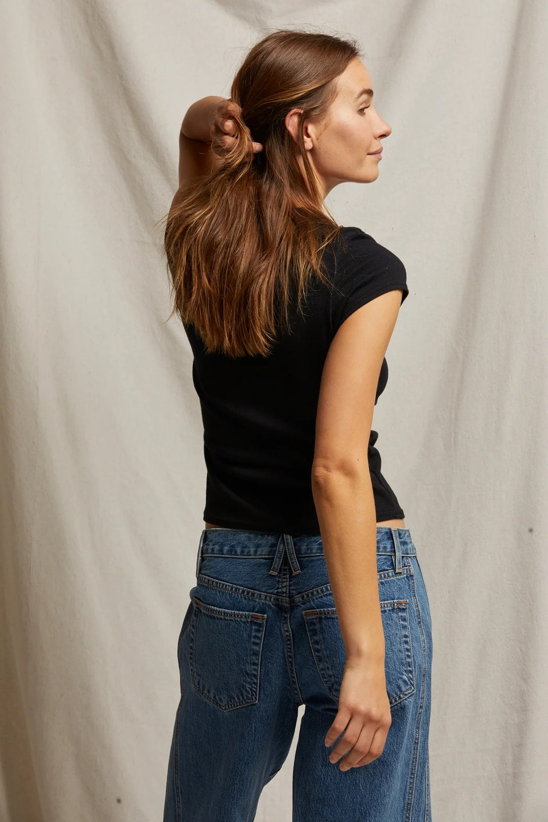 Jude Ribbed Baby Tee in Black