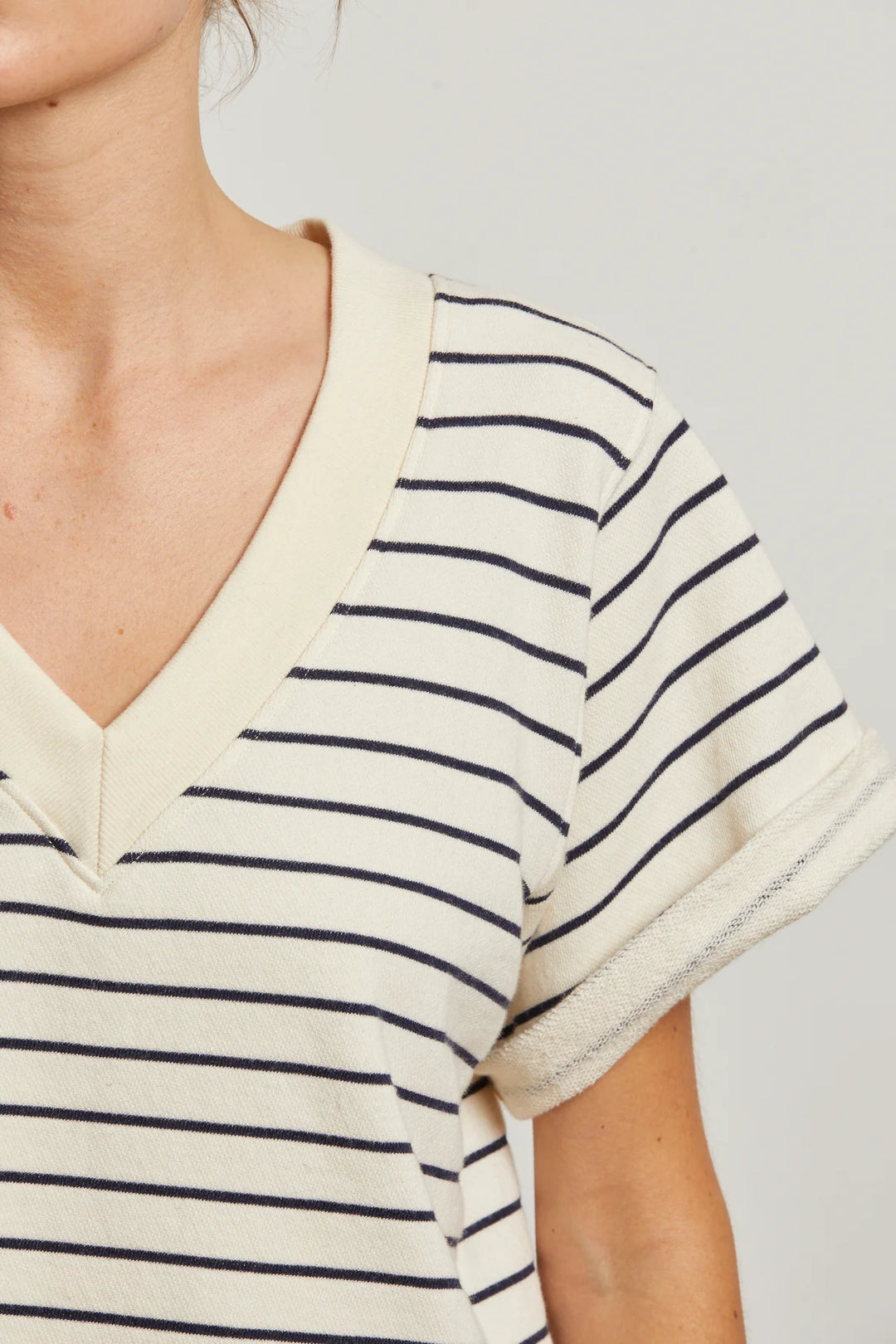 Briggs Stripe French Terry Short Sleeve Crew Sweatshirt