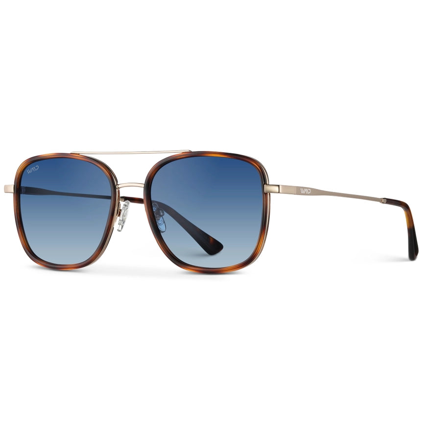 Gia -Square Frame Sunglasses in Brown Tortoise/Gradient Blue Lens