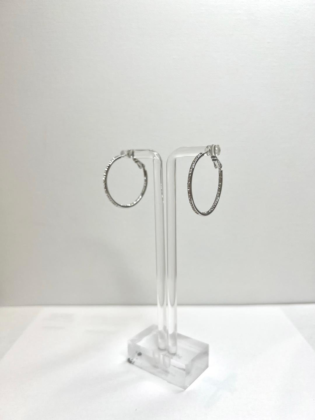 Small Diamond Hoop in Silver