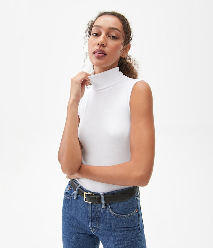 Hillary Turtleneck Shell in White