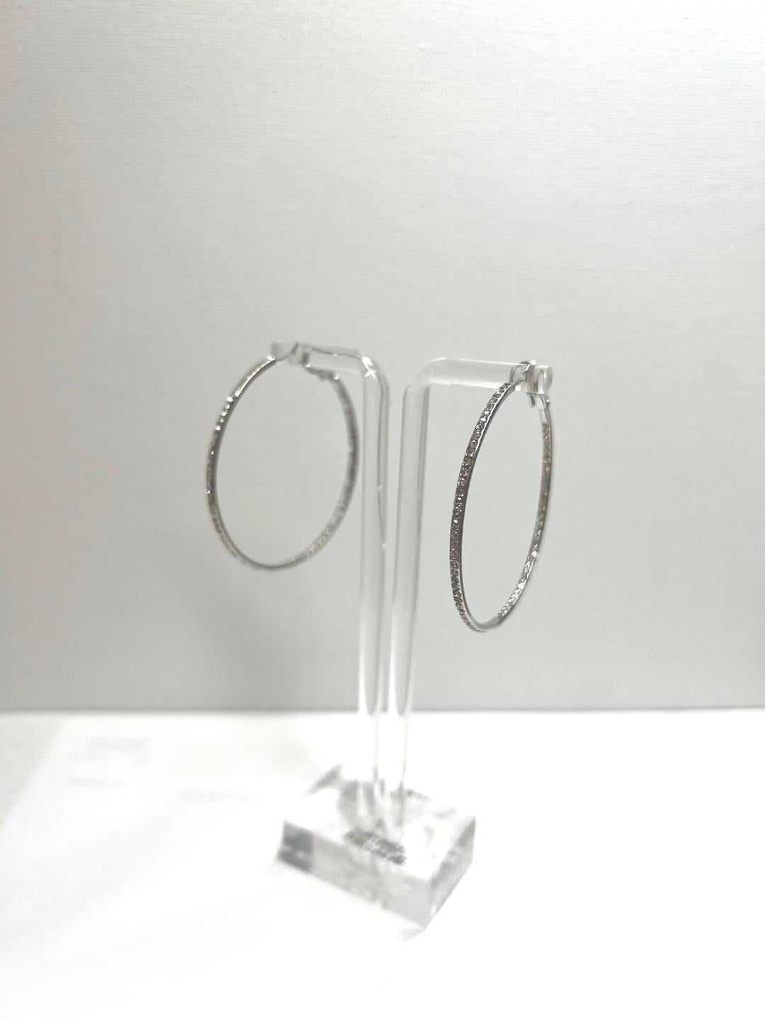 Medium Diamond Hoop in Silver