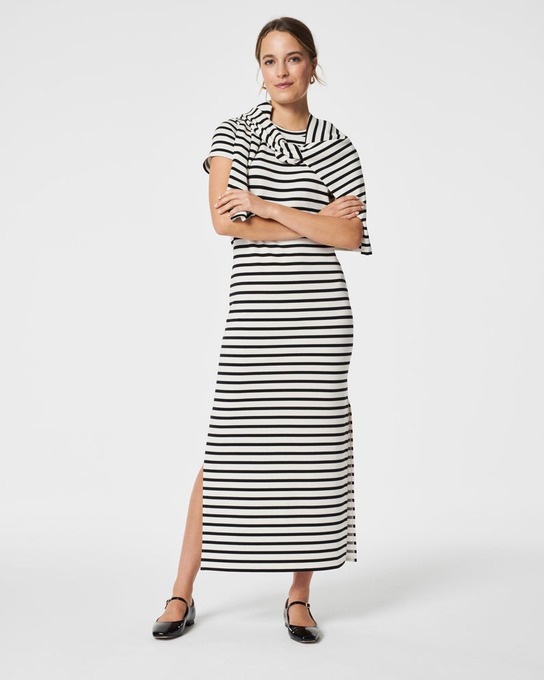 AirEssentials Maxi T-Shirt Dress in White and Black