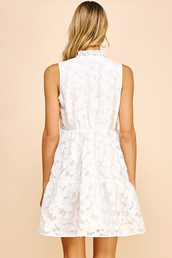 Sleeveless Lace Mini Dress - White