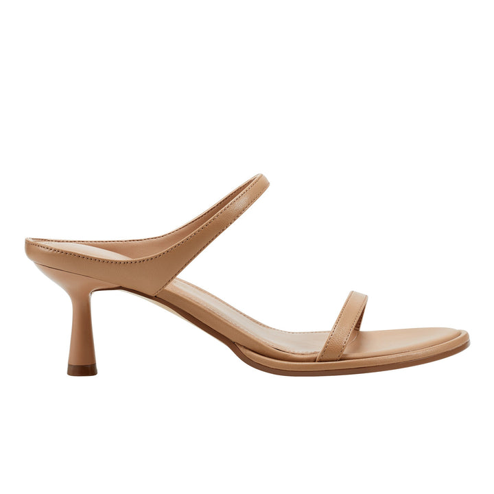 ALONDE HEELED SLIDE SANDAL in Tan