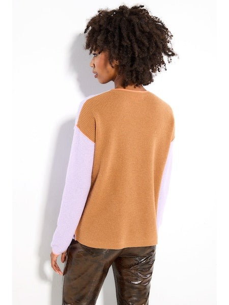 The Contrast Sweater in Purple Passion/Bourbon