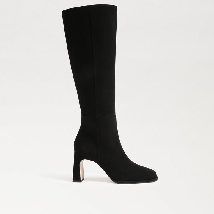 Issabel Knee High Boot in Black Suede