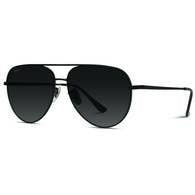 Mila Oversized Modern Aviator Sunglasses in Black Frame/Gradient Black Lens