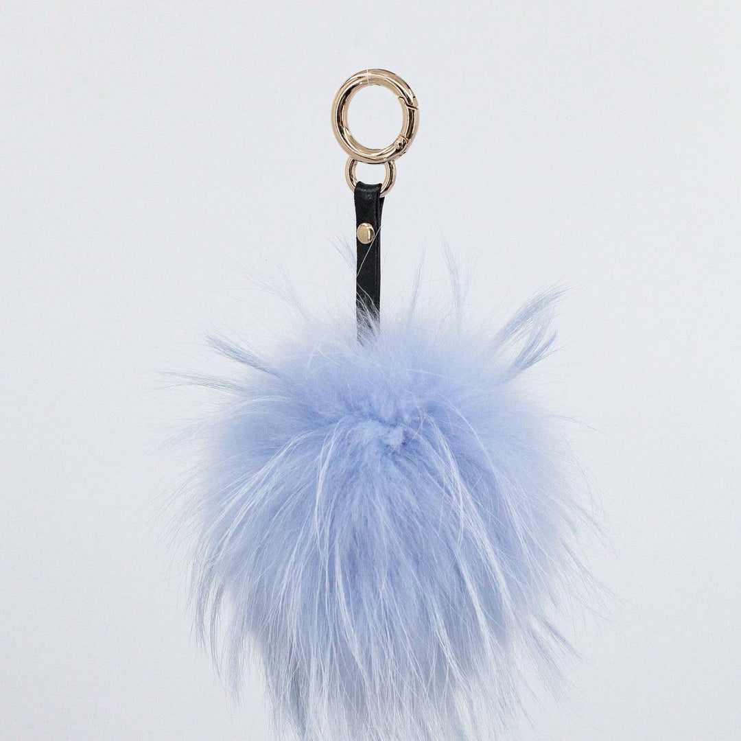Fluffy Fur Pom Pom Keychain in Blue