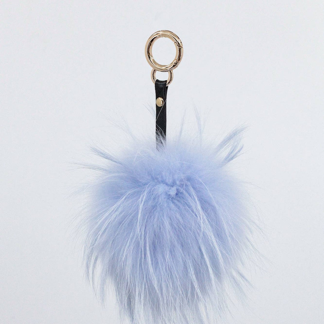Fluffy Fur Pom Pom Keychain in Blue