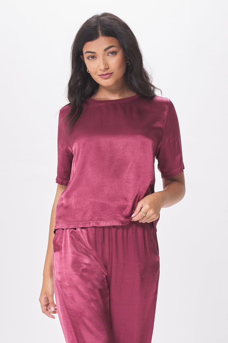 Nights in The City Silky Tee in Wineberry