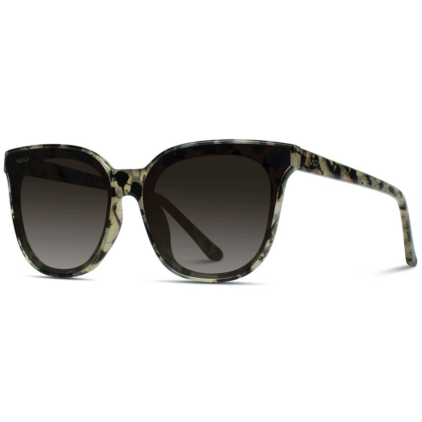 Lucy Oversized Square Polarized Sunglasses in Beige Tortoise Frame/Gadient Brown