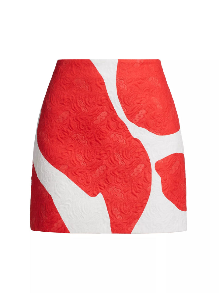 Grand Foliage Mini Skirt in Red/ White