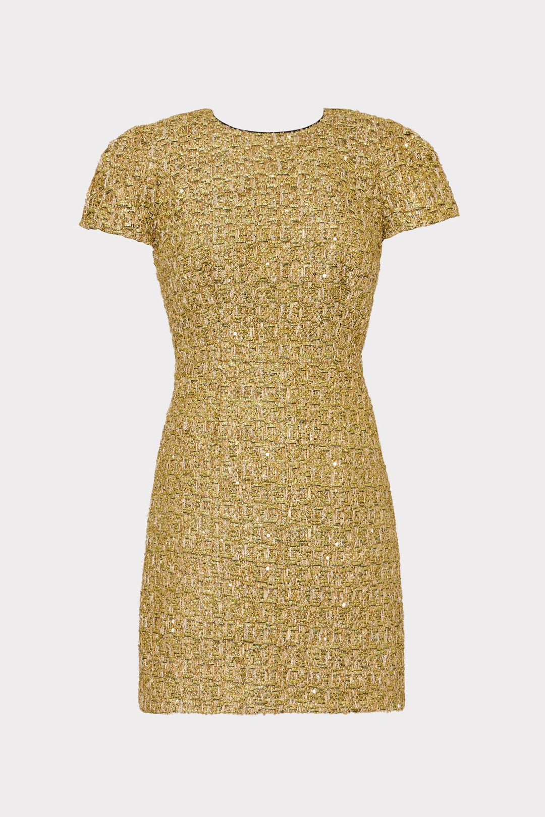 Rowen Metallic Tweed Dress in Gold