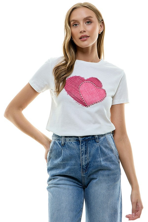 Heart Graphic Tee in White