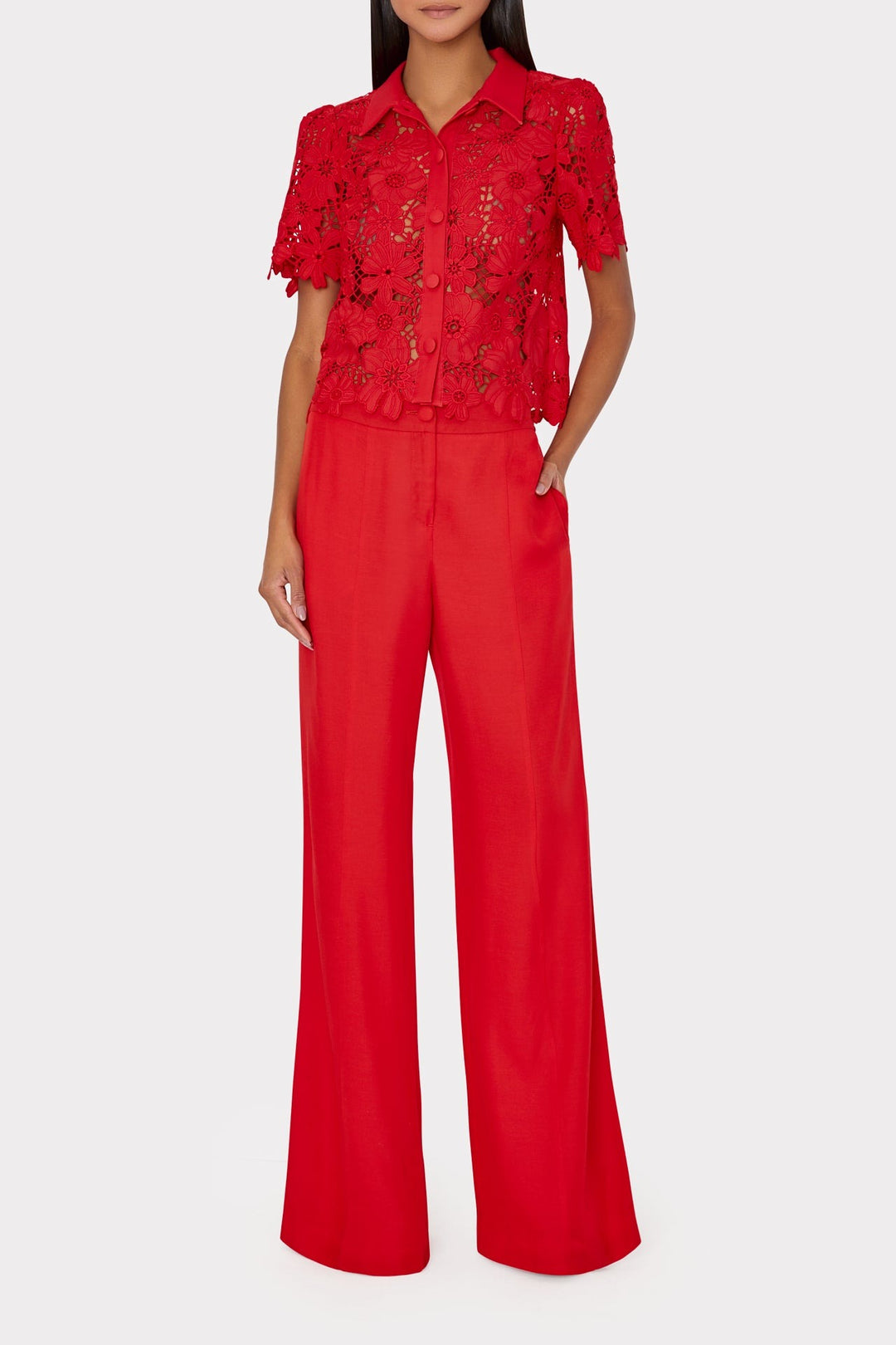 Addison Roja Lace Top in Red