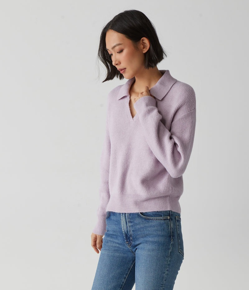 Stevie Collared Pullover in amethyst