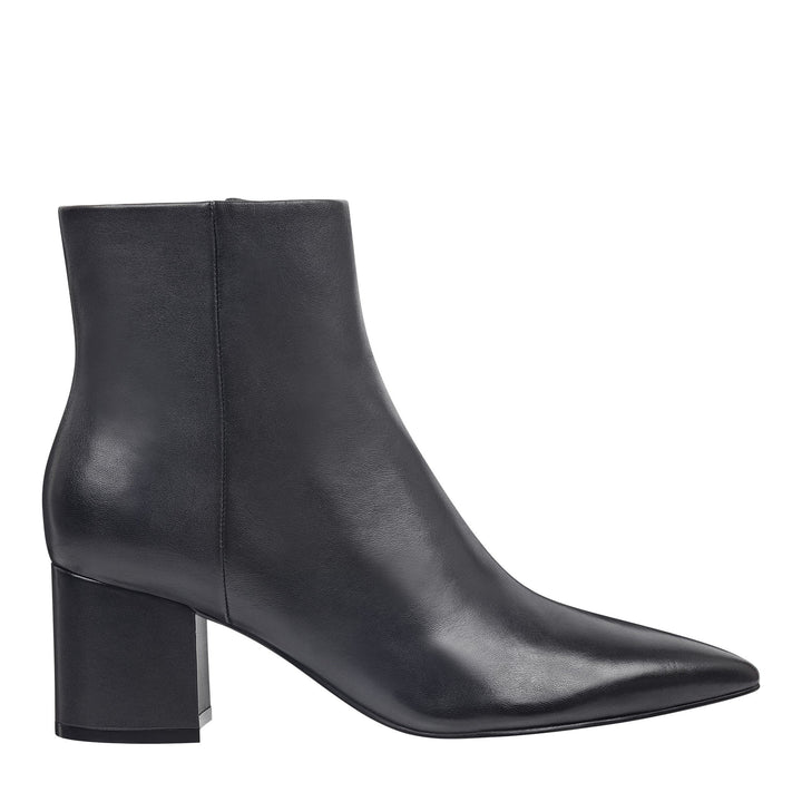 Jarli Pointy Ankle Bootie in Black Leather
