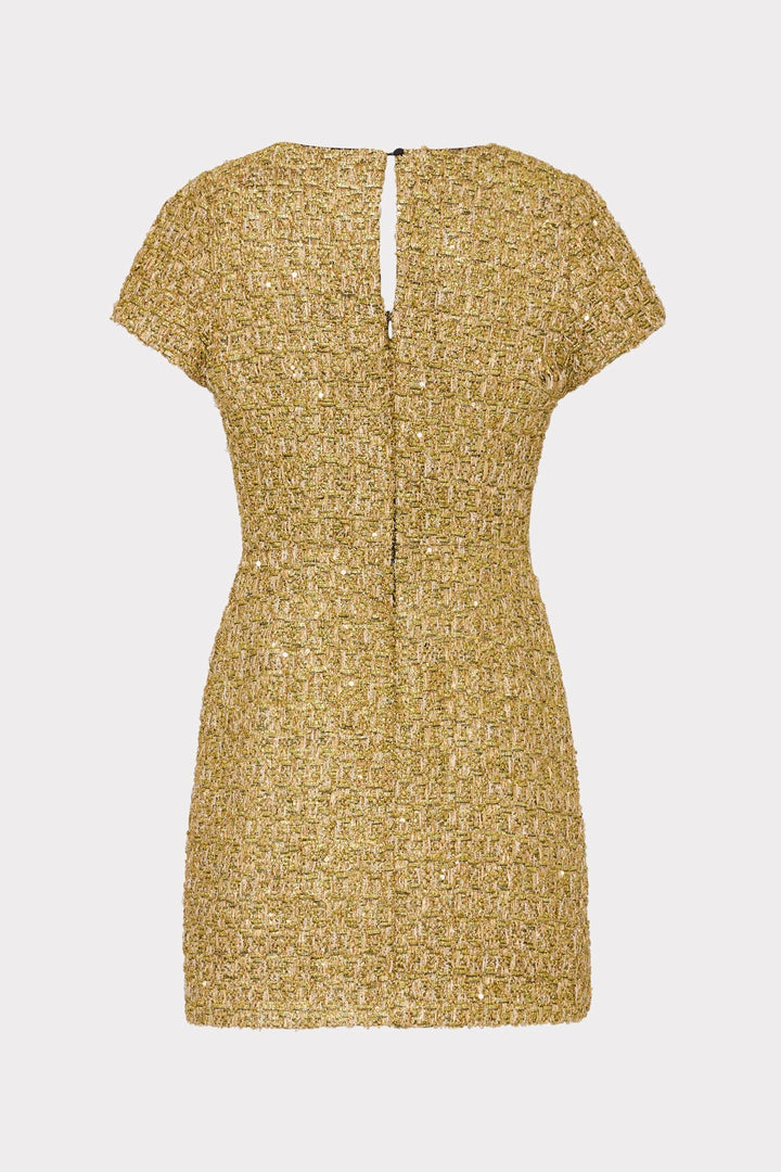 Rowen Metallic Tweed Dress in Gold