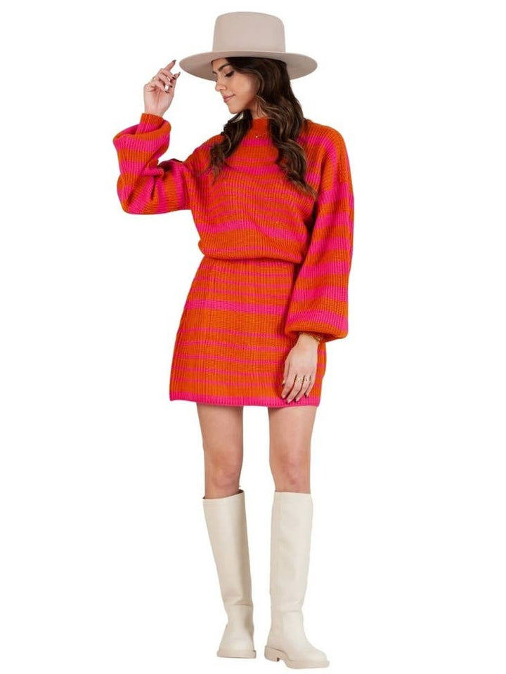 Valentine Kimmy Retro Sweater Dress-Spice/Pink