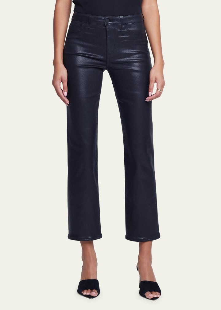 Ginny High Rise Straight Cropped Jean in Black