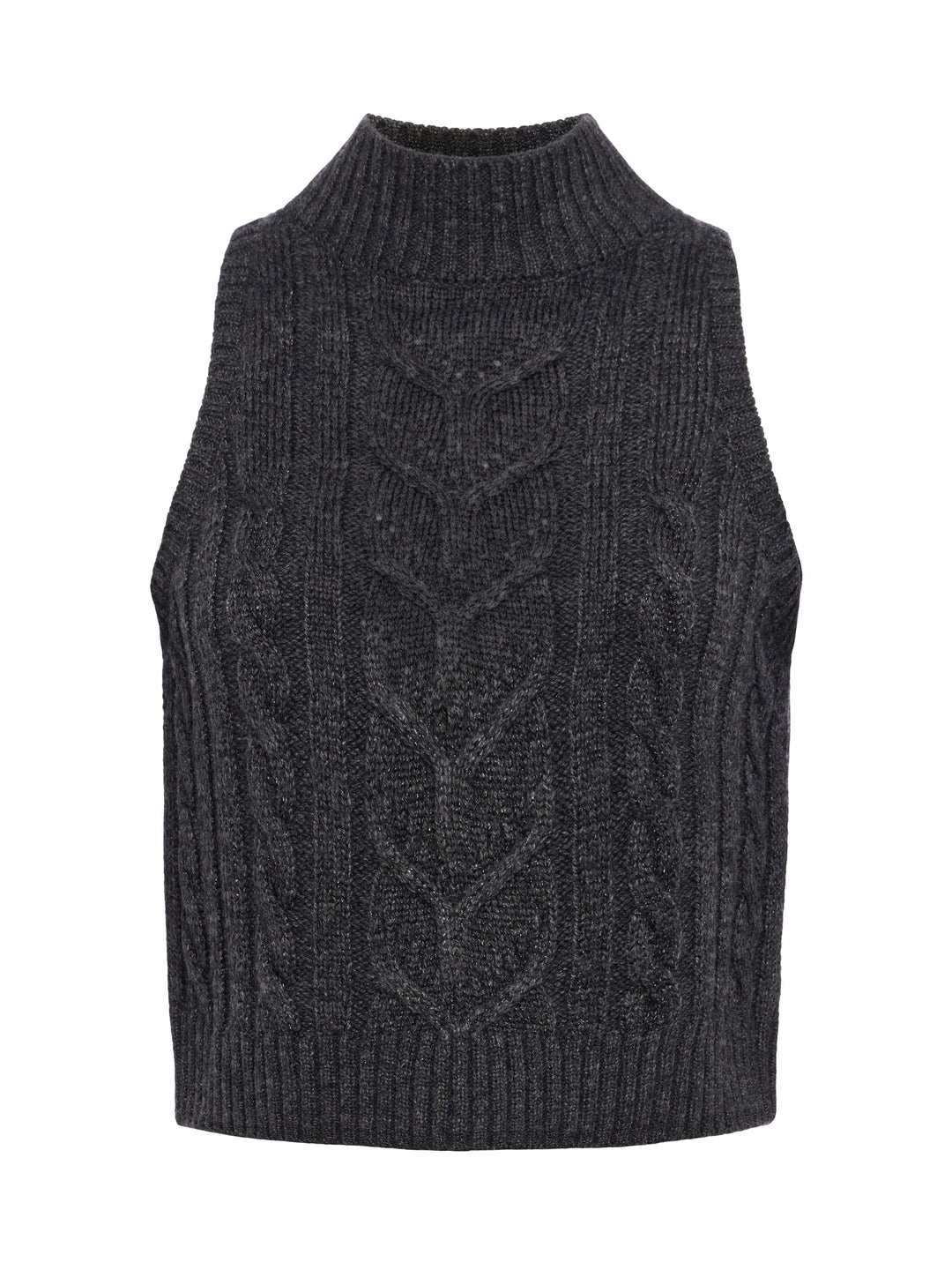 Bellini Cable Turtleneck Tank in Charcoal