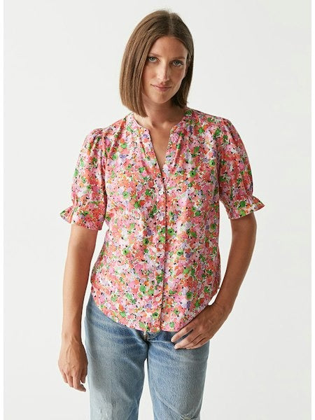 Roxanne Button Down Blouse in Warm Combo